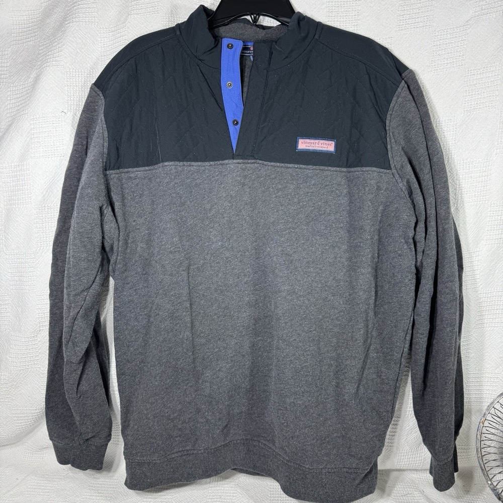 Vineyard Vines Classic Shep Snap‎ Sweatshirt Adult Gray/Black Large